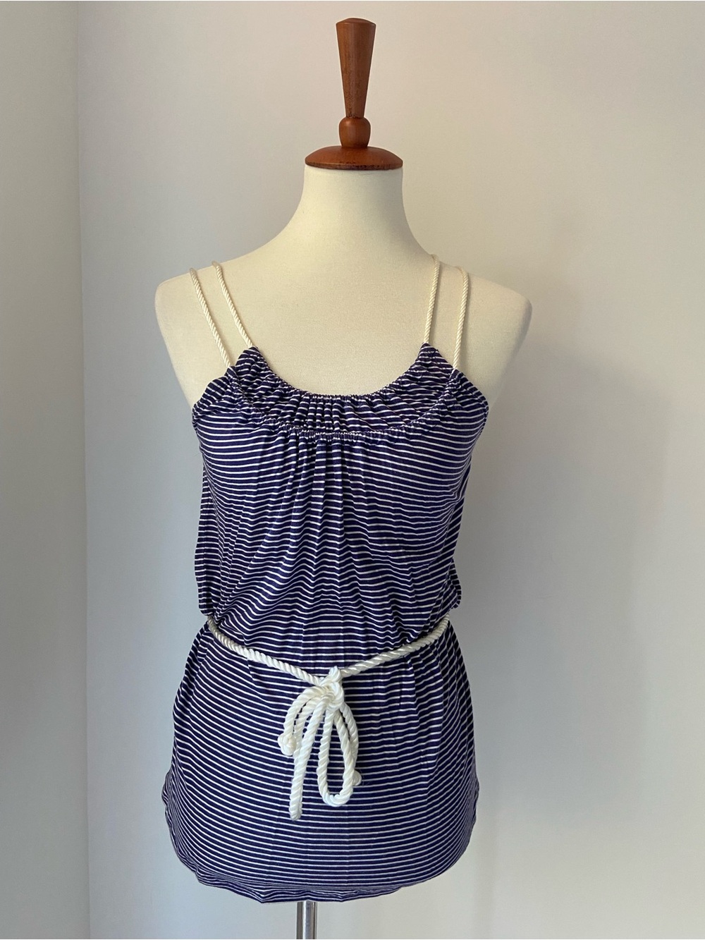 Striped Club Monaco Navy and White Rope-Tie cami style top
